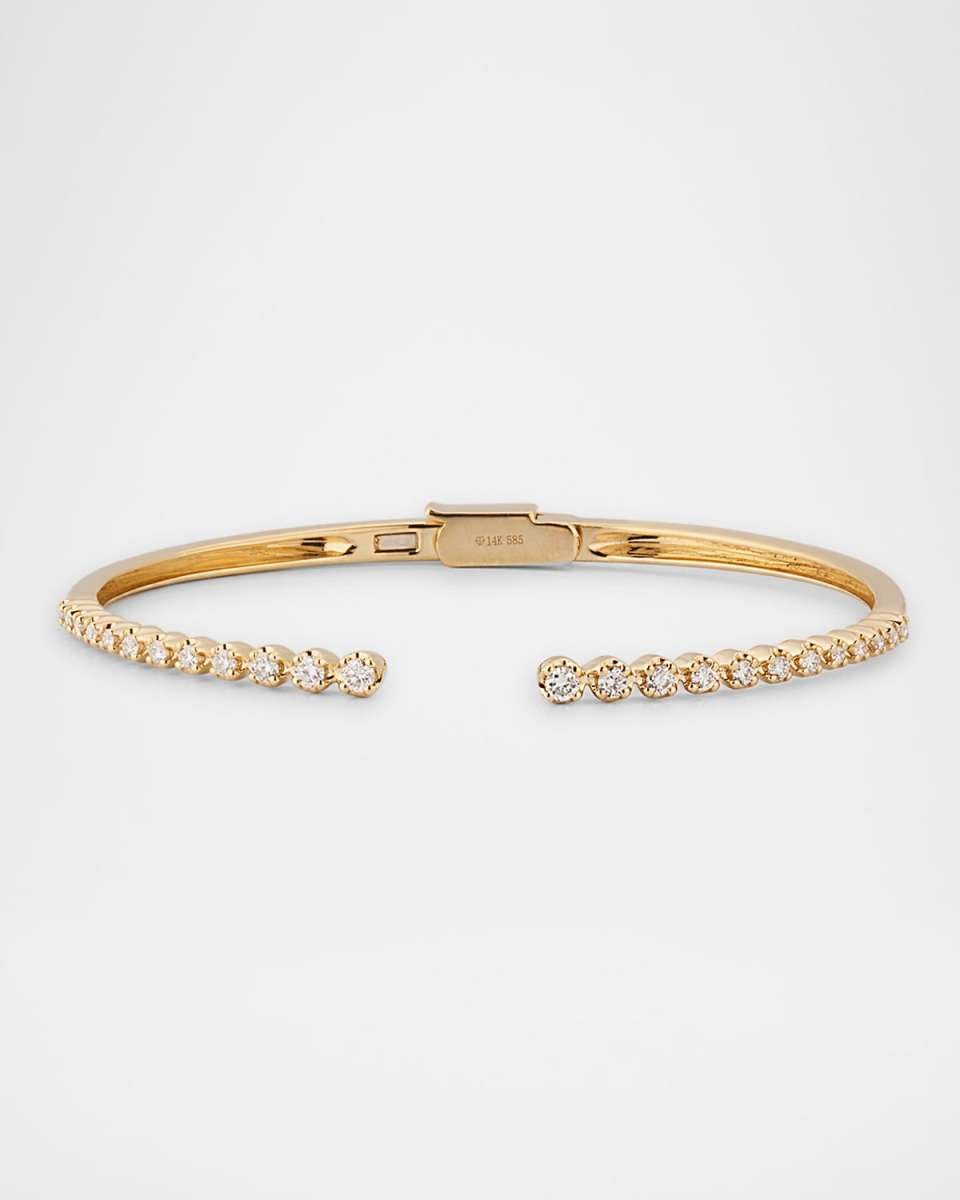 14K Yellow Gold Diamond Open Bangle Bracelet